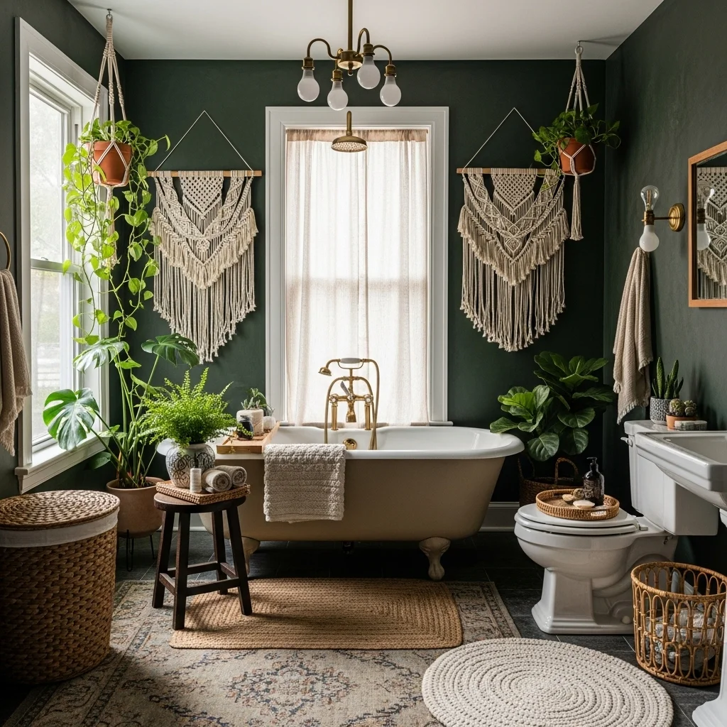  Bohemian Macramé and Hunter Green Nest