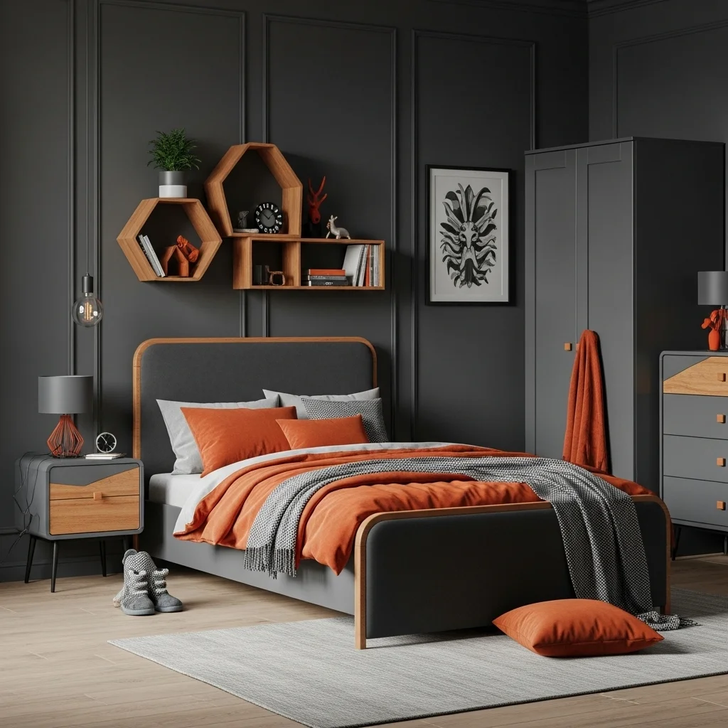  Burnt Orange & Deep Grey