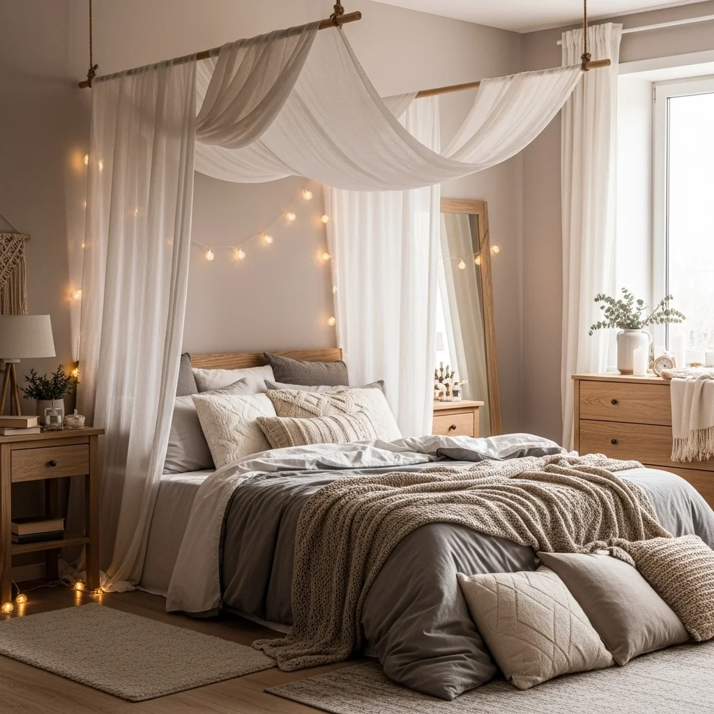 Canopy or Draped Fabric over the Bed