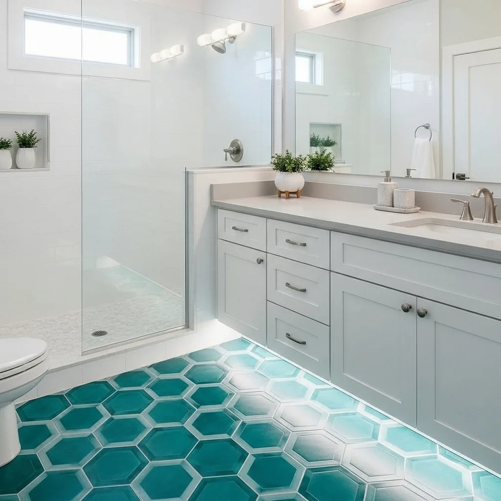 Choose Teal Hexagon Tiles for Geometric Charm