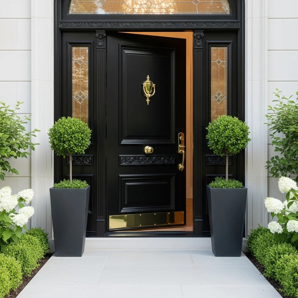  Choose a Black Door With Ornate Traditional Details