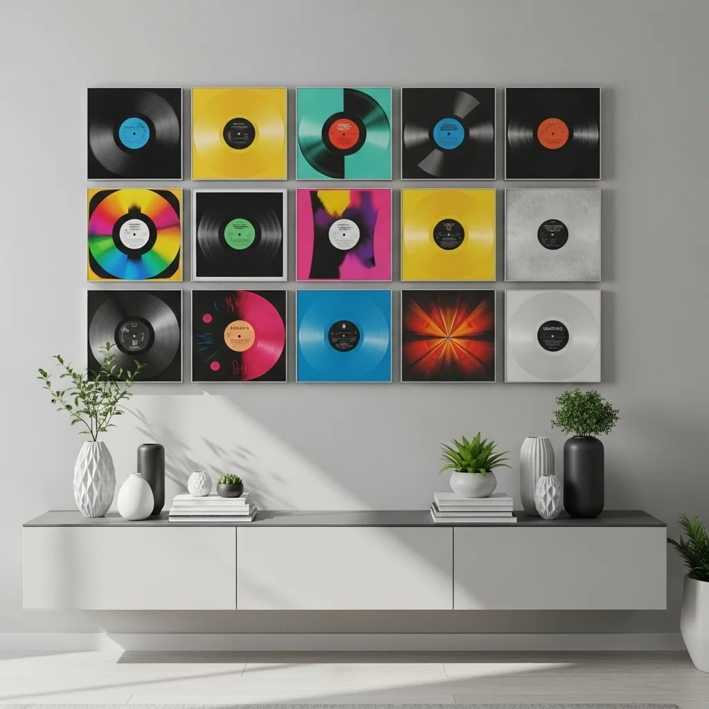 Colorful Record Wall Grid