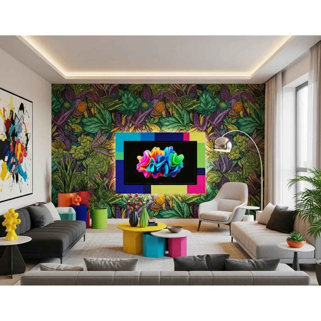  Colorful TV Frame with Statement Wall