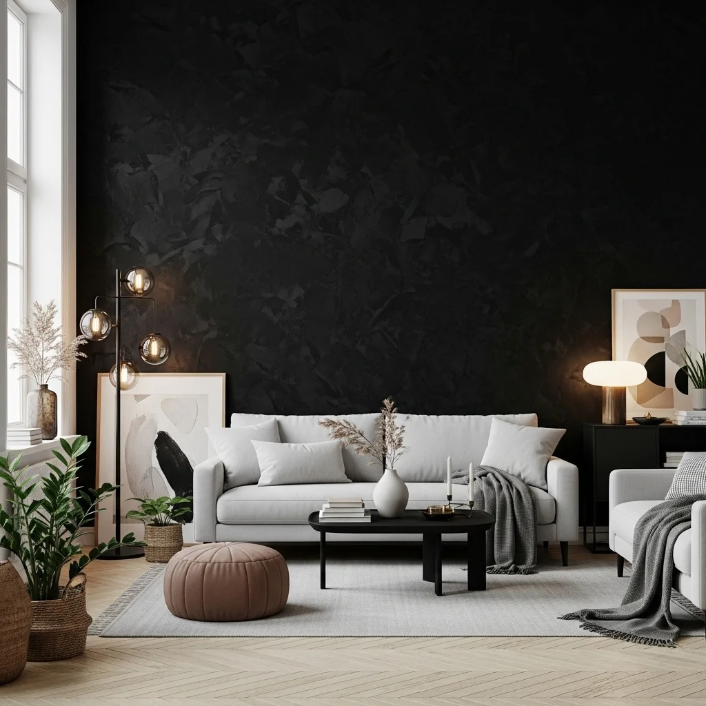 Create a Black Wall With Textured Paint or Limewash