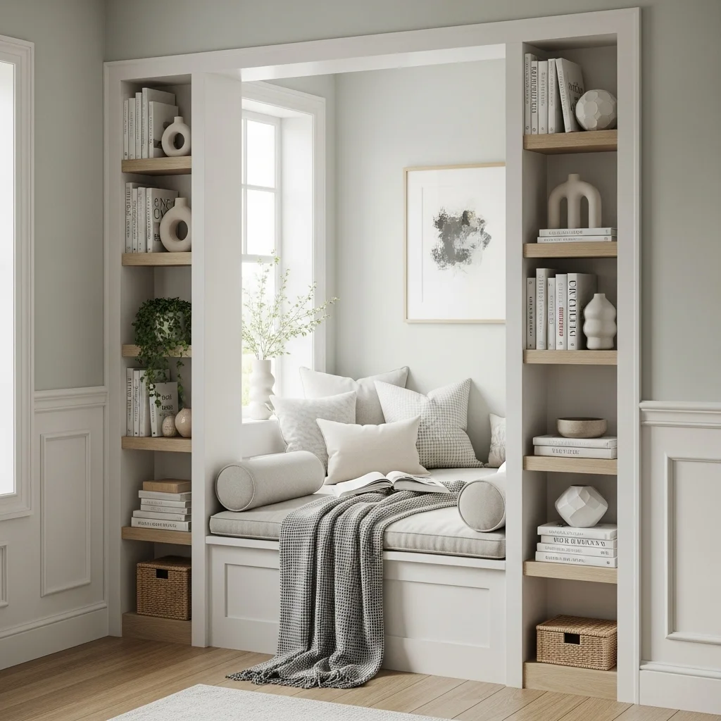 Create a Built-In Reading Nook With Side Shelves
