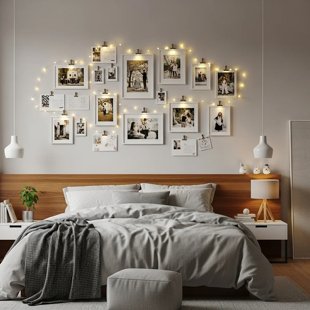 Create a Photo Wall With Clip-On Fairy Lights