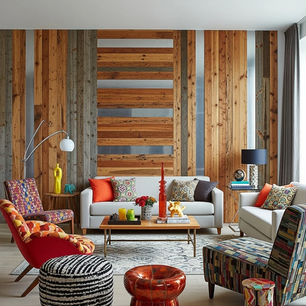 Eclectic Wood Paneling with Mixed Materials
