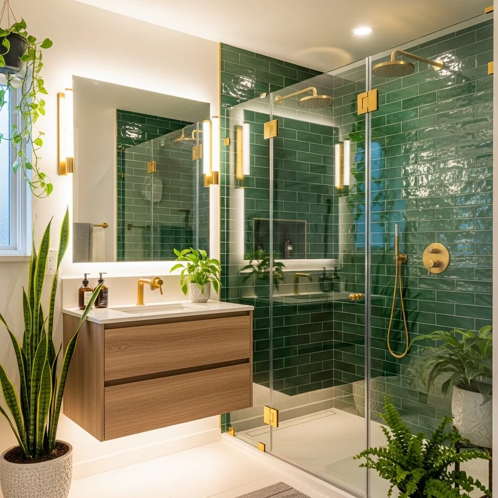  Emerald Subway Tile Shower Sanctuary