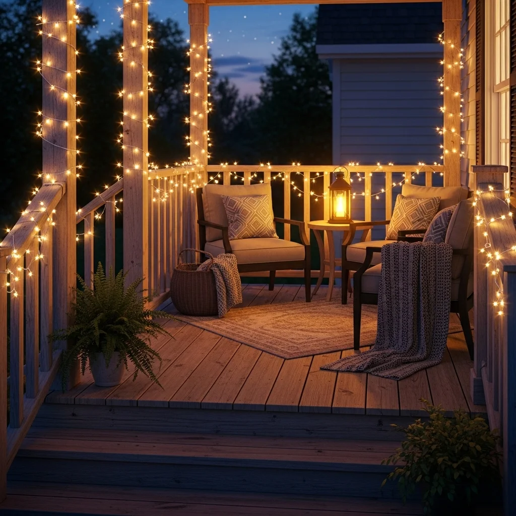  Fairy Lights Wrapped Around Railings