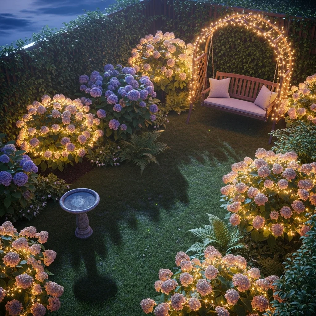 Fairy Lights in Shrubs