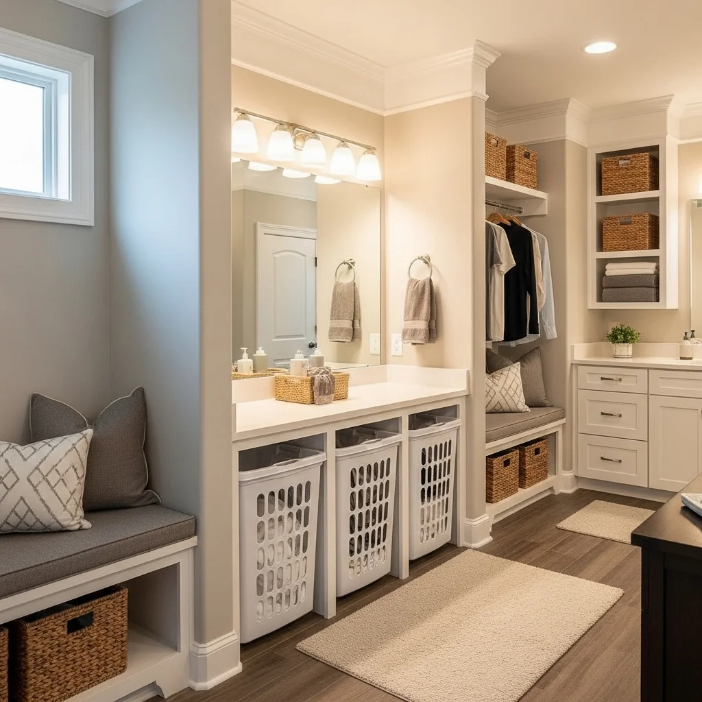 Family-Sized Combo with Triple Hampers and Bench Seating