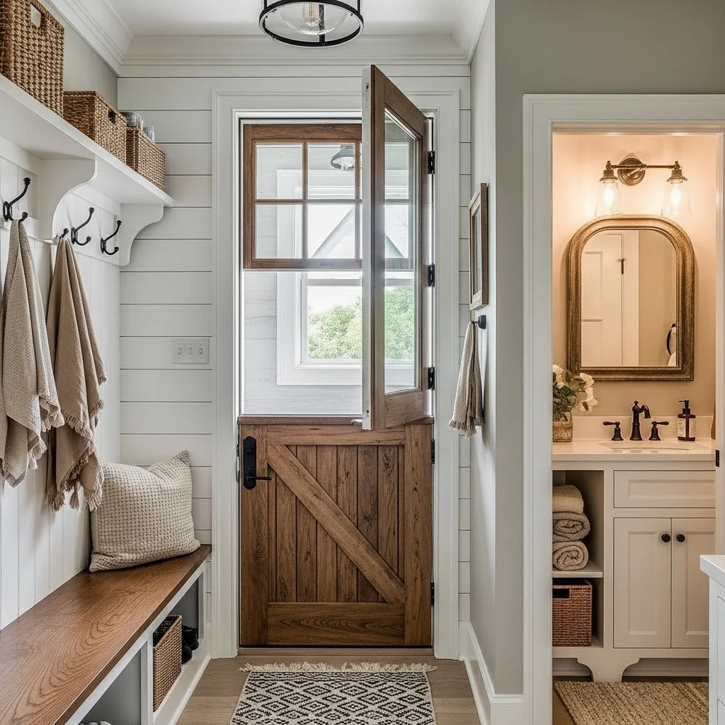  Farmhouse Mudroom-Laundry-Bath Combo with Dutch Door