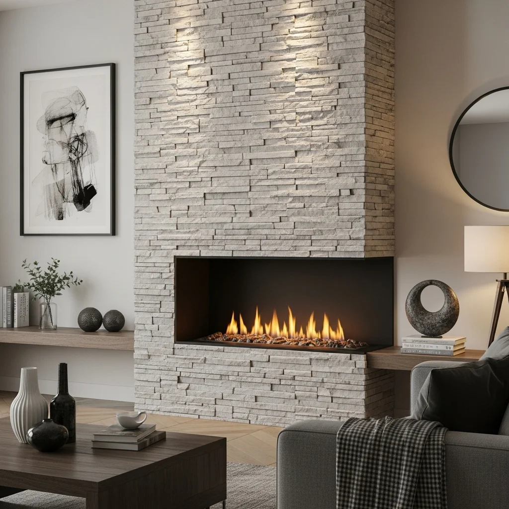 Faux Stone Fireplace