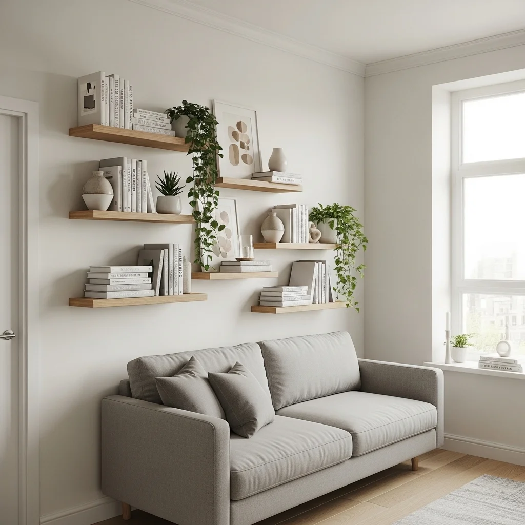 Floating Shelves for Vertical Storage