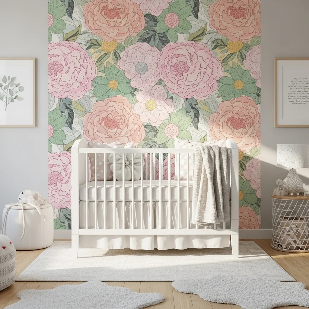 Floral Wallpaper Accent Wall