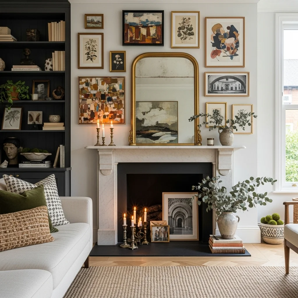  Frame the Fireplace with Artwork