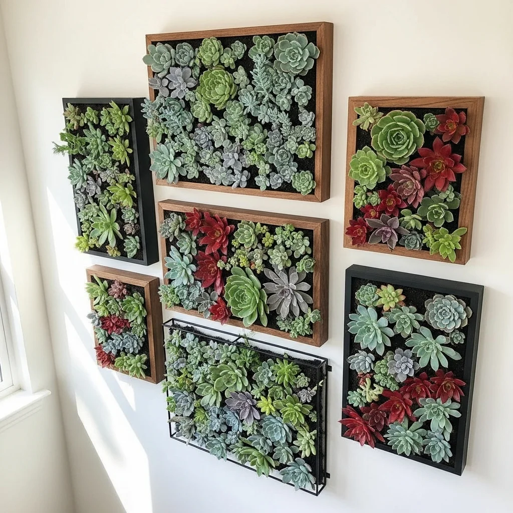  Framed Succulent Wall Panels