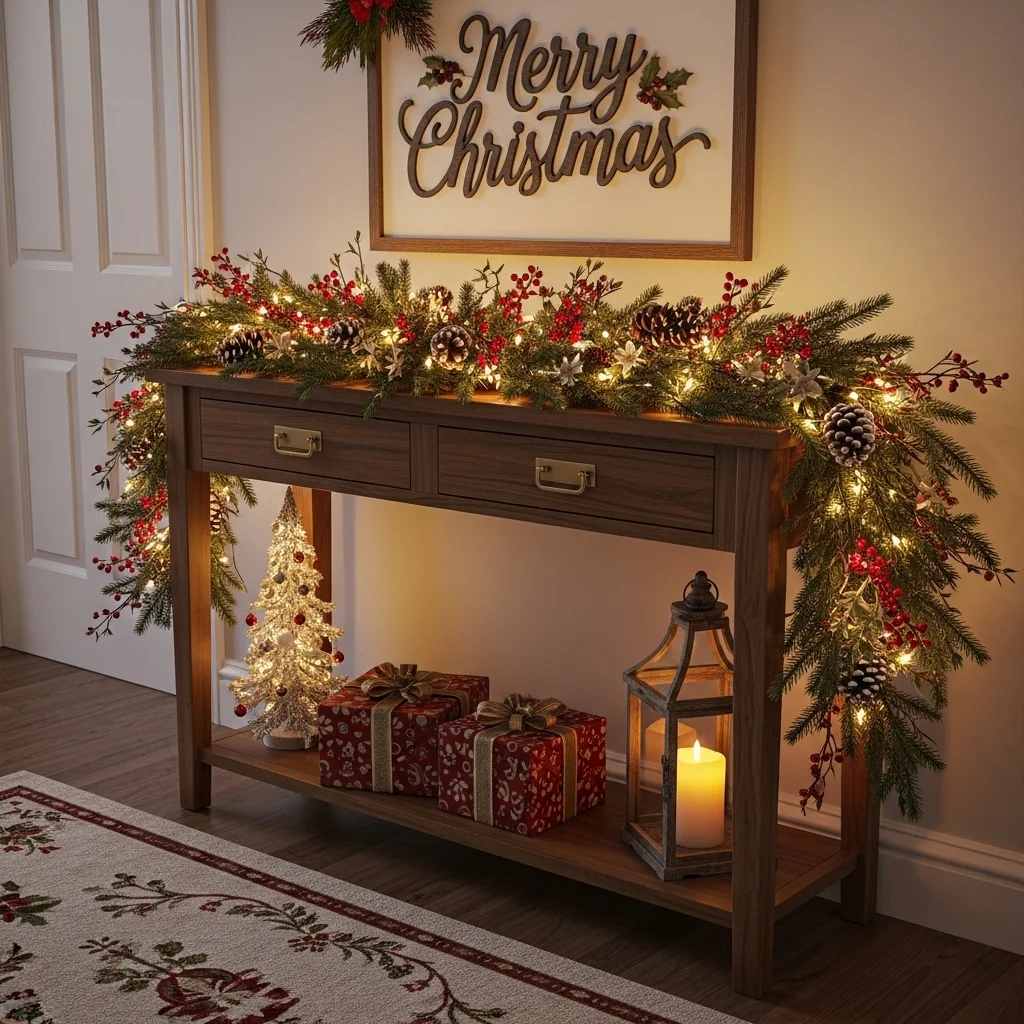 Garland-Trimmed Console Table
