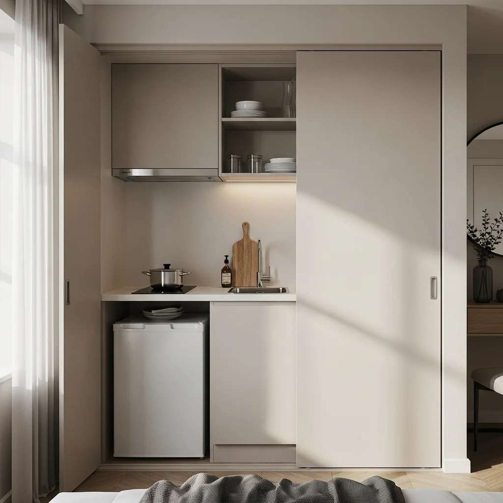  Hide Your Kitchenette Behind Sliding Doors