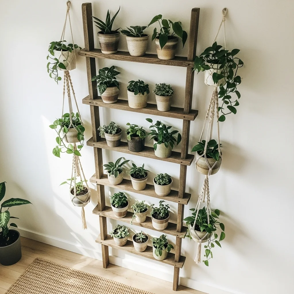 Indoor Plant Ladder Wall