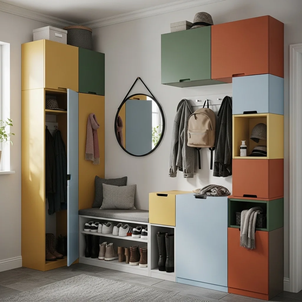 Install IKEA EKET Cabinets for Colorful, Modular Mudroom Storage