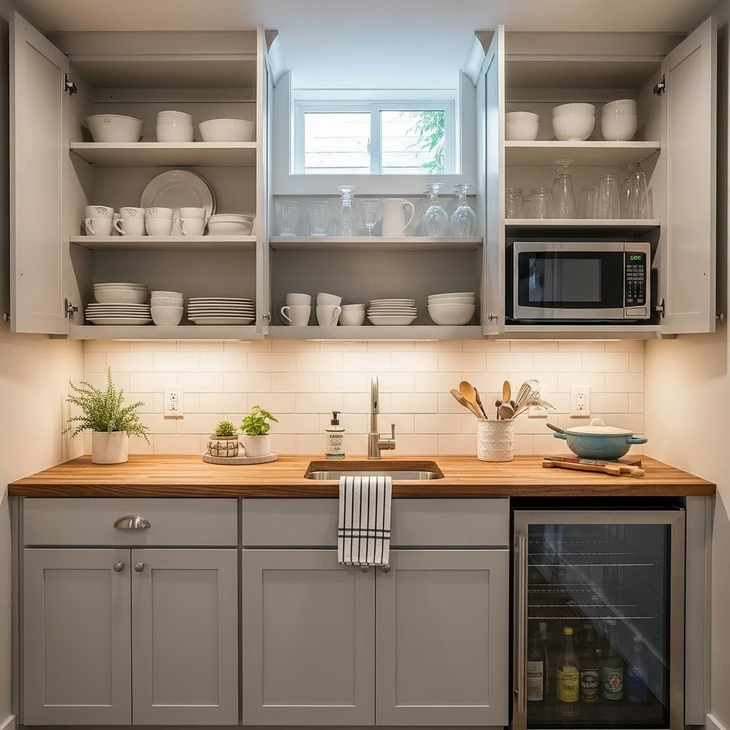  Install Open Upper Cabinets