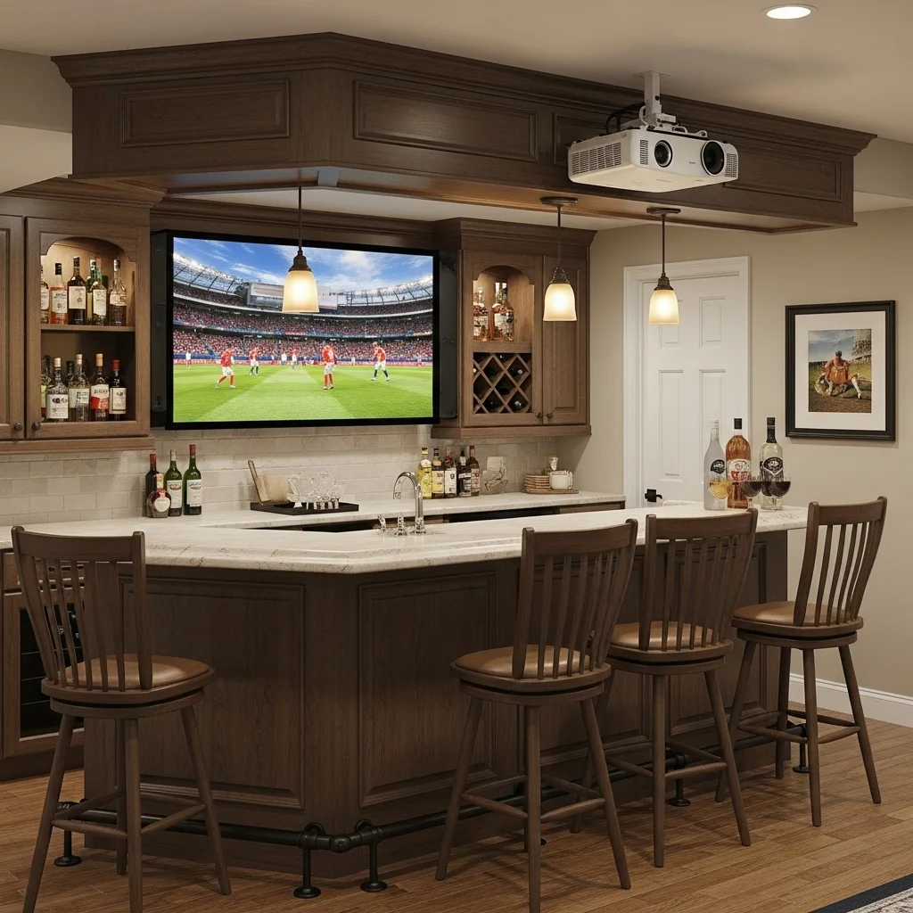  Install a Projector or TV Above the Bar