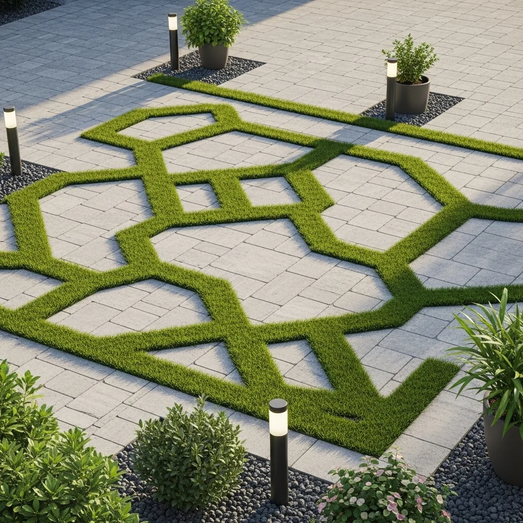  Interlocking Pavers with Turf Inlays