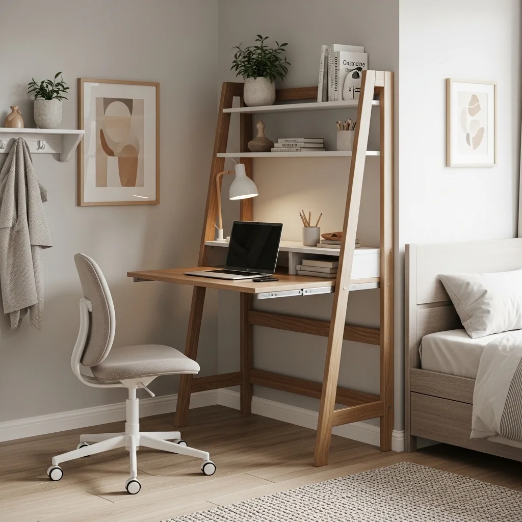 Ladder Desk with Slide-Out Tray