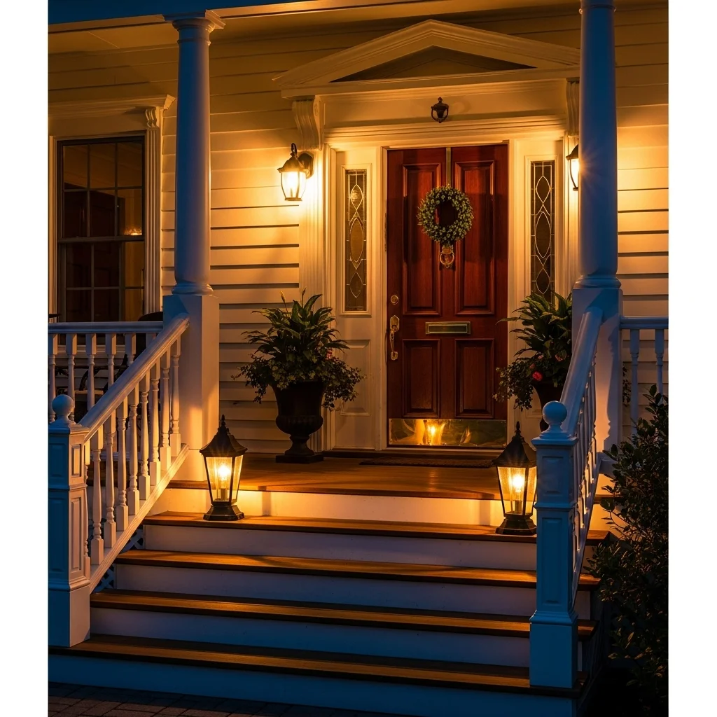  Lantern Posts on Each Side of Steps