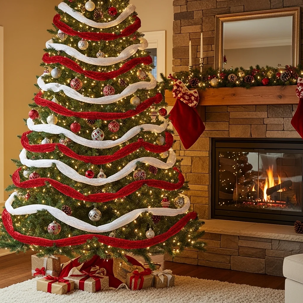 Layered Red and White Garland