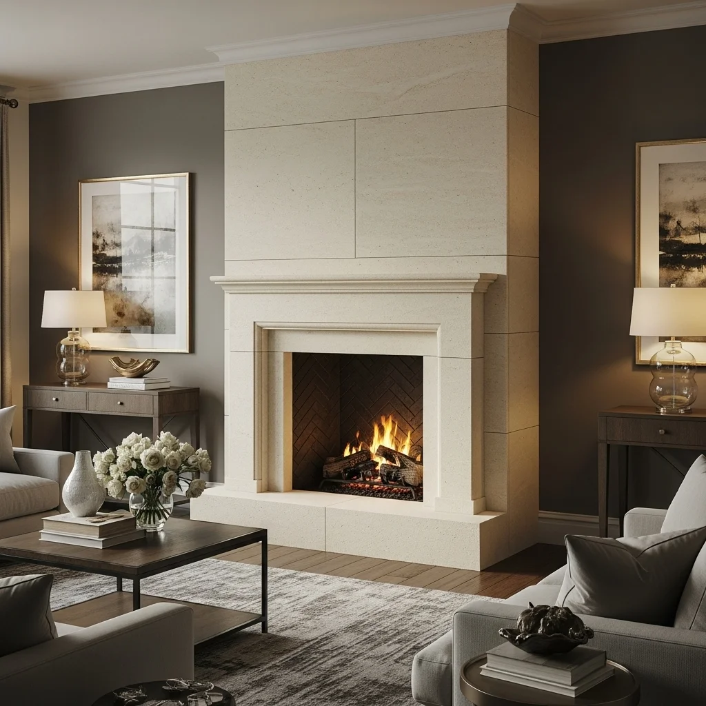  Limestone Fireplace