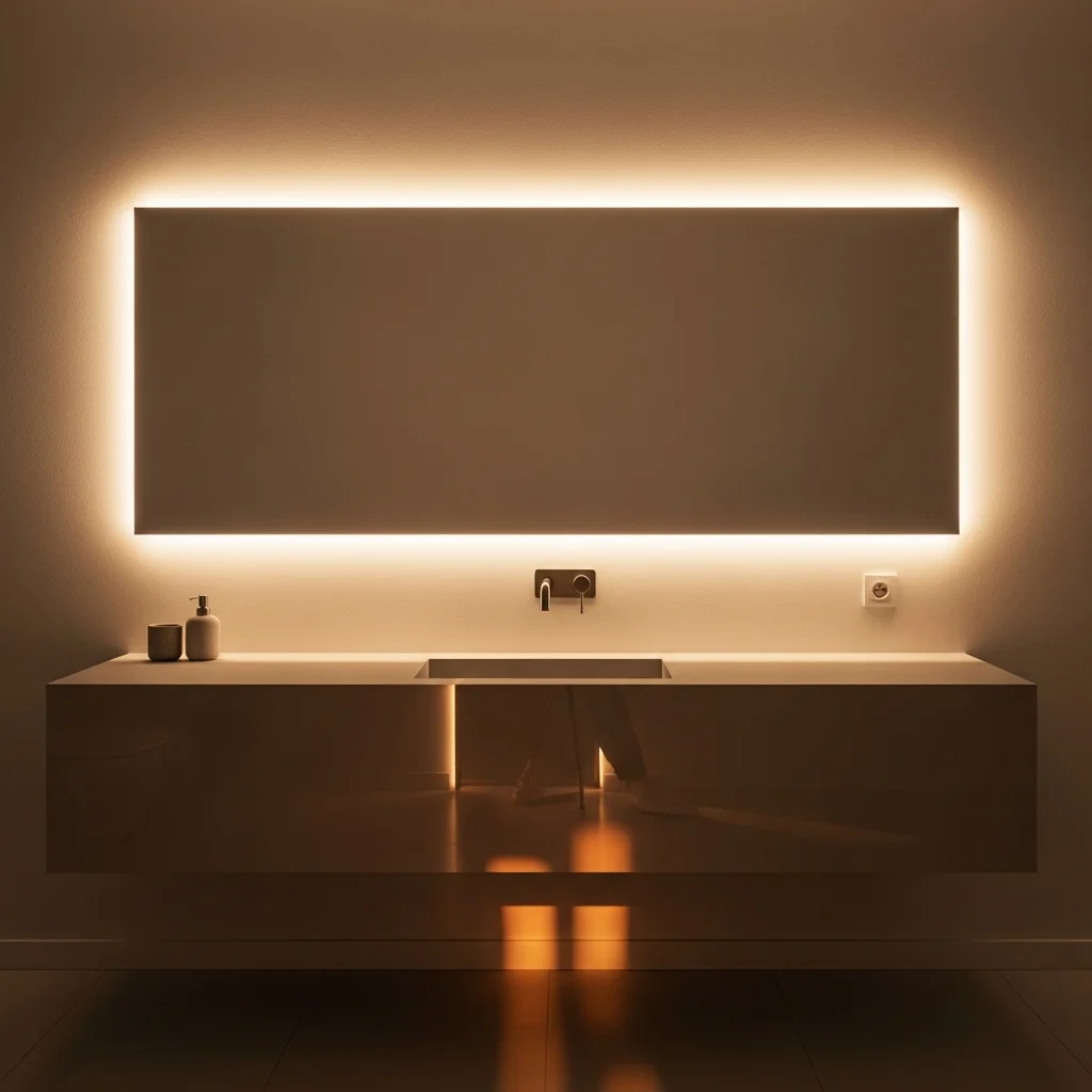  Linear LED Strip Behind Mirror