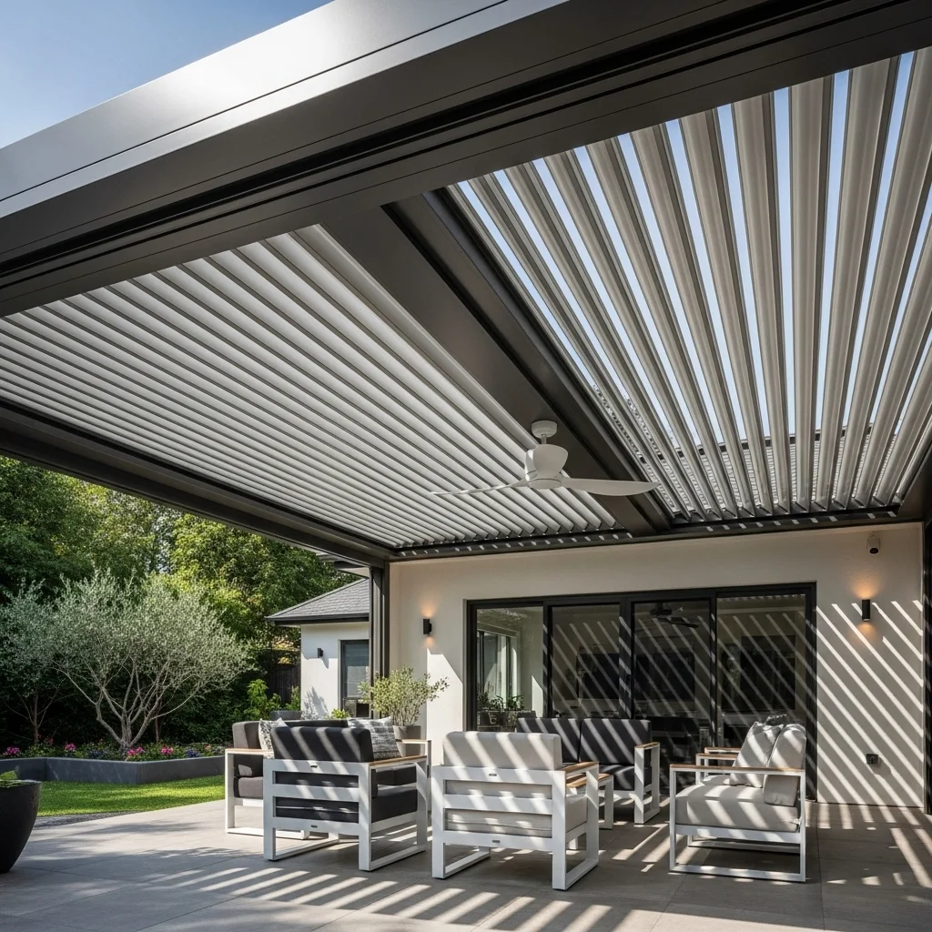  Louvered Aluminum with Fan Blades