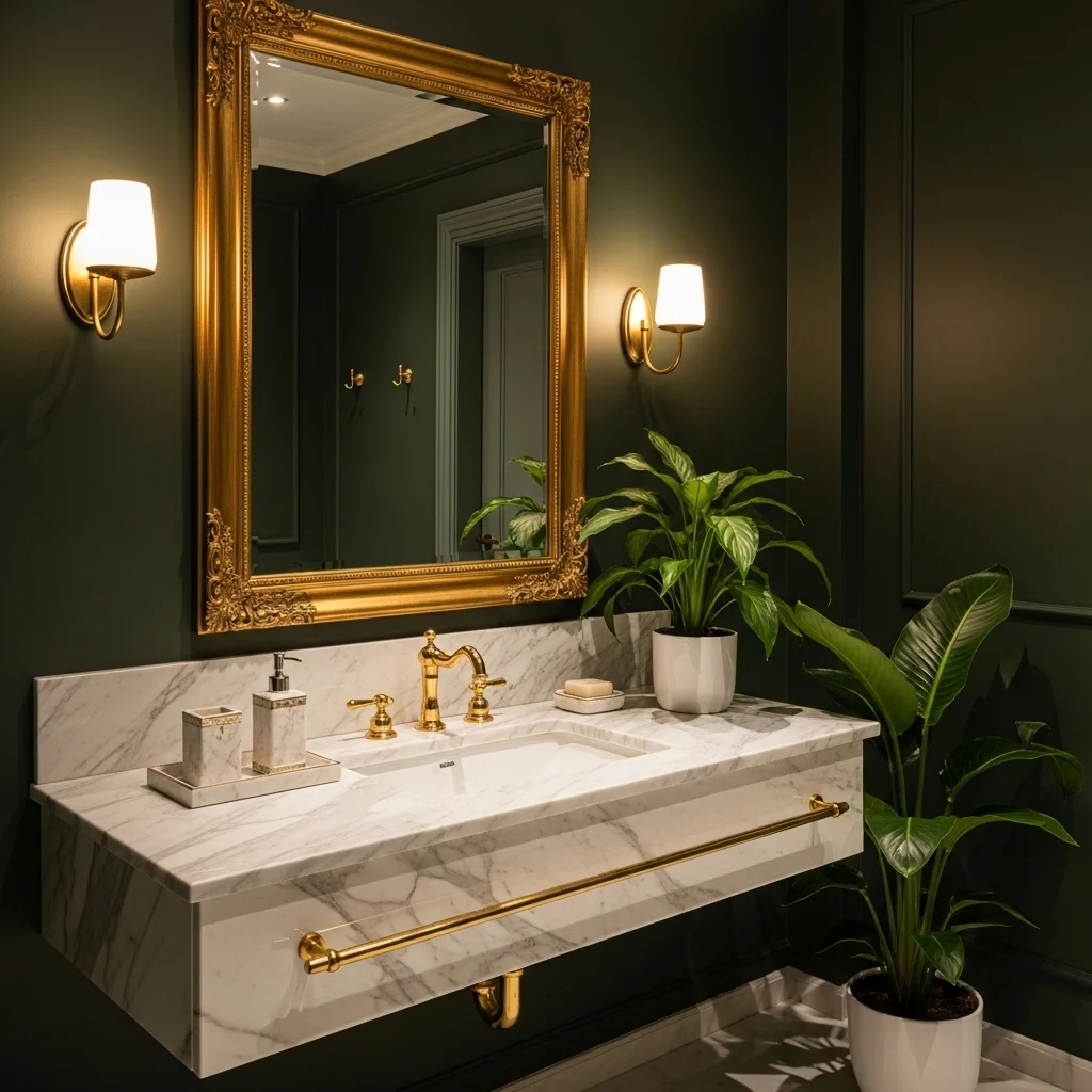 Luxe Marble and Gold Vanity Retreat