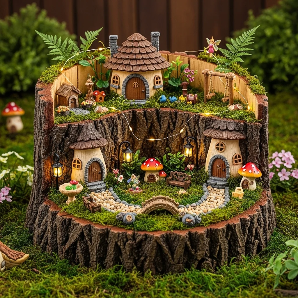 Make a Tree Stump Fairy Village