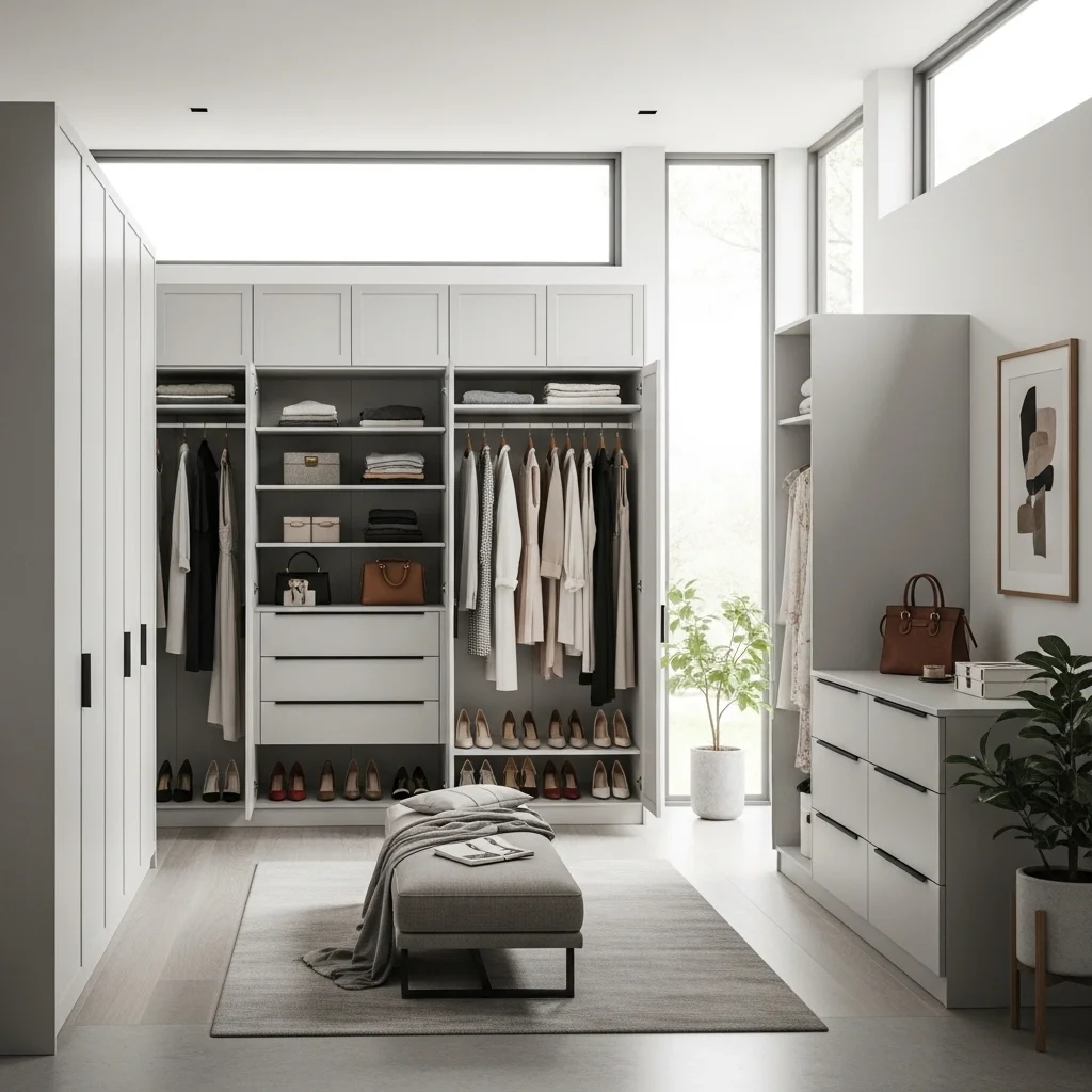  Minimalist Dressing Room with Built-In Storage