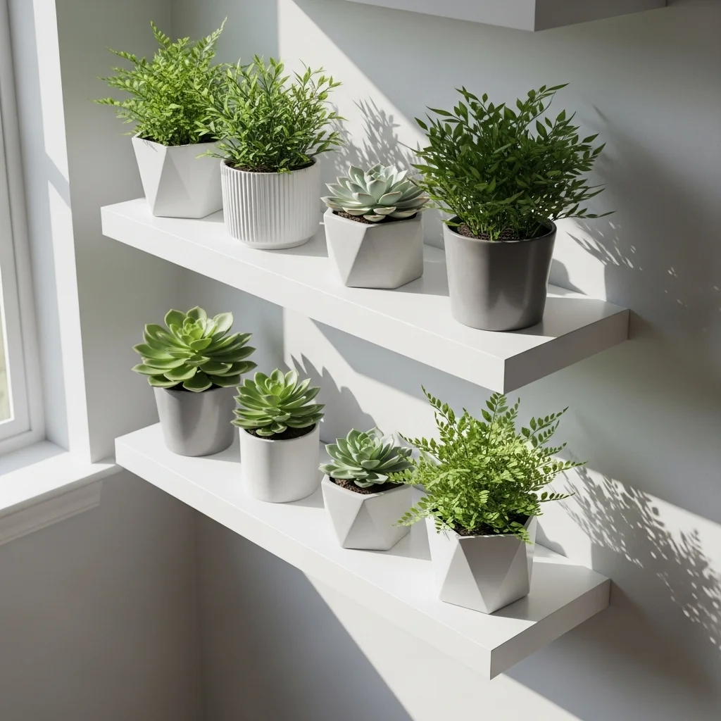  Minimalist Floating Shelves with Potted Plants