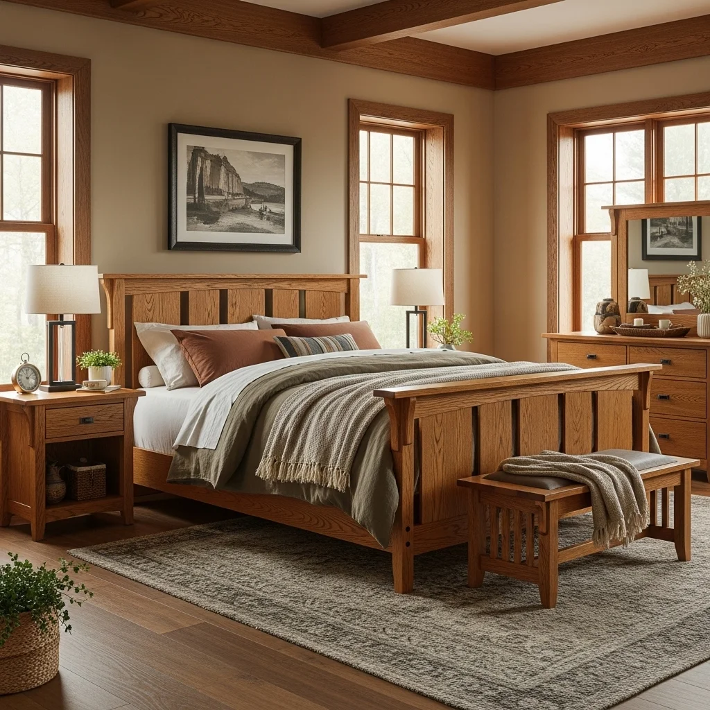 Mission Oak Panel Bed Retreat