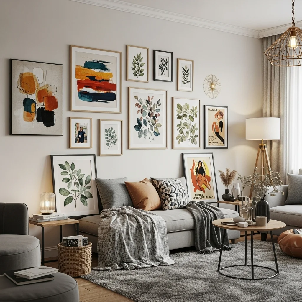 Mix Photo Frames with Wall Art