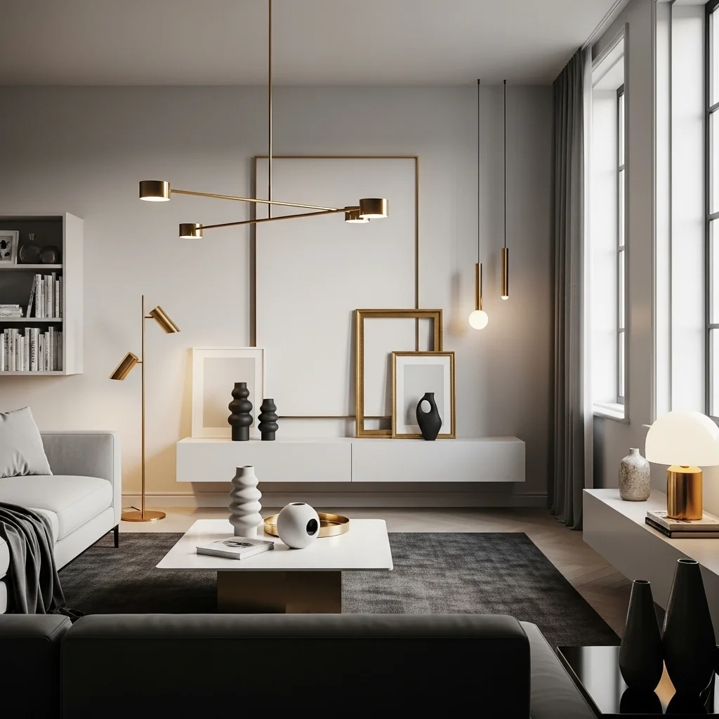 Modern Minimalist Glow with Brass Accents