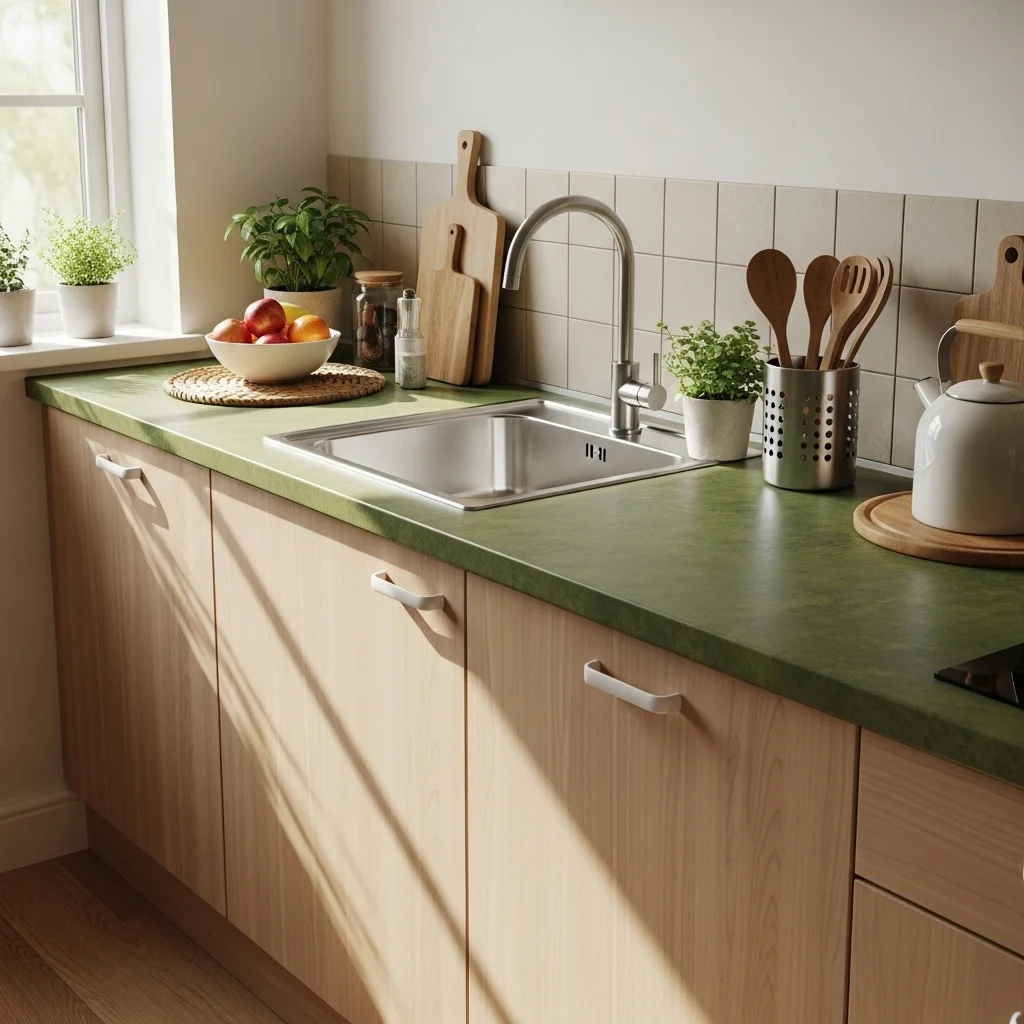 Moss-Toned Laminate for Budget-Friendly Style