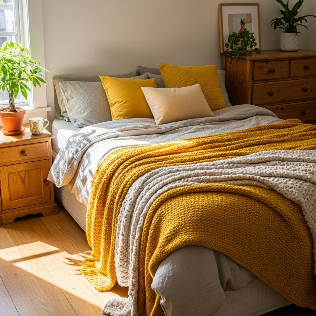 Mustard Yellow Throw Blankets