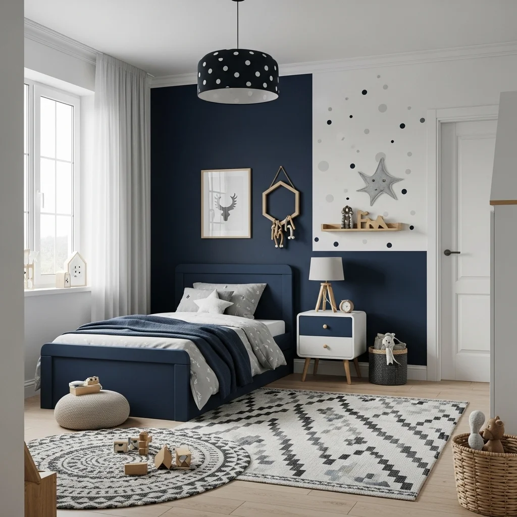 Navy Blue & Soft White