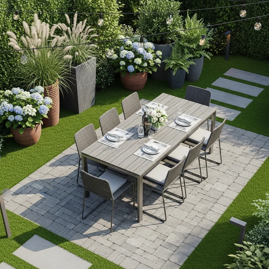 Outdoor Dining Zones with Paver Platforms