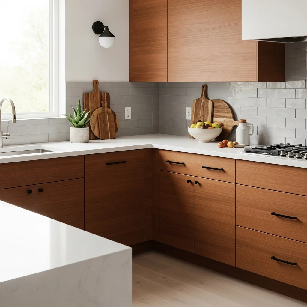  Pair White Countertops With Warm Wood Cabinets