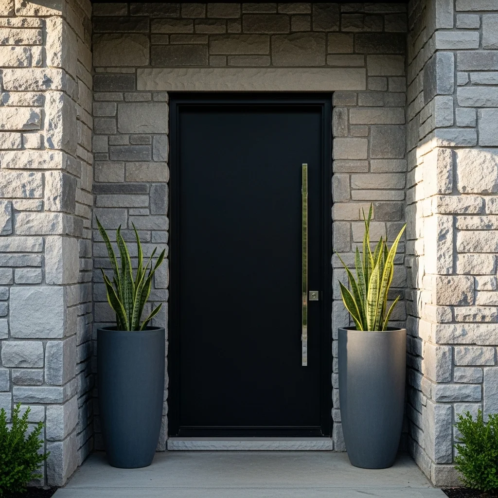  Pair a Black Door With Natural Stone Surrounds