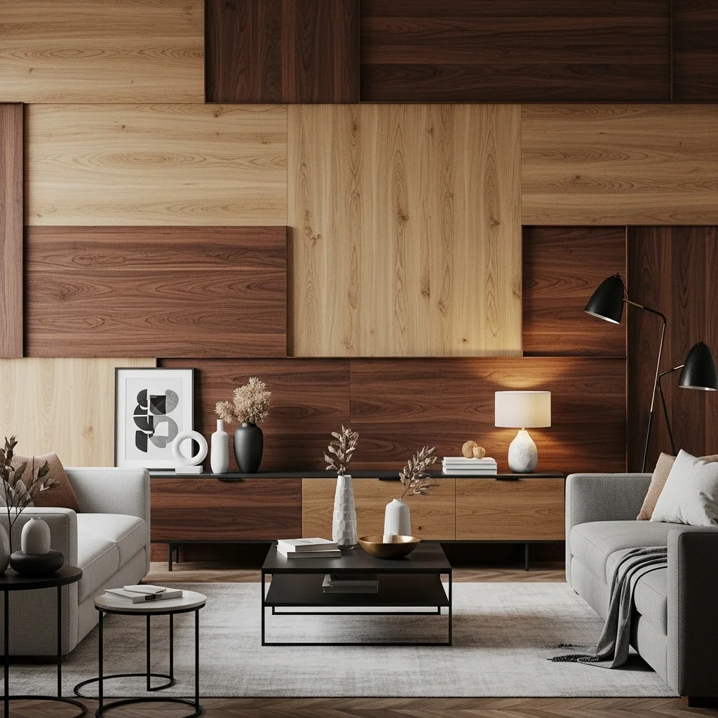 Paneling with Mixed Wood Finishes