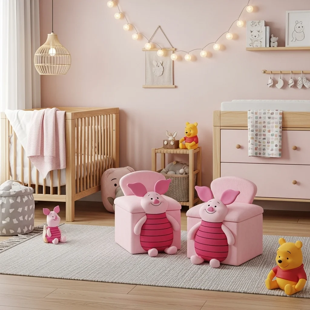 Piglet Pink Storage Ottomans