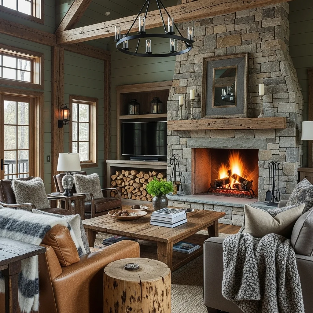  Pine Green Rustic Cabin Retreat with Stone Hearth